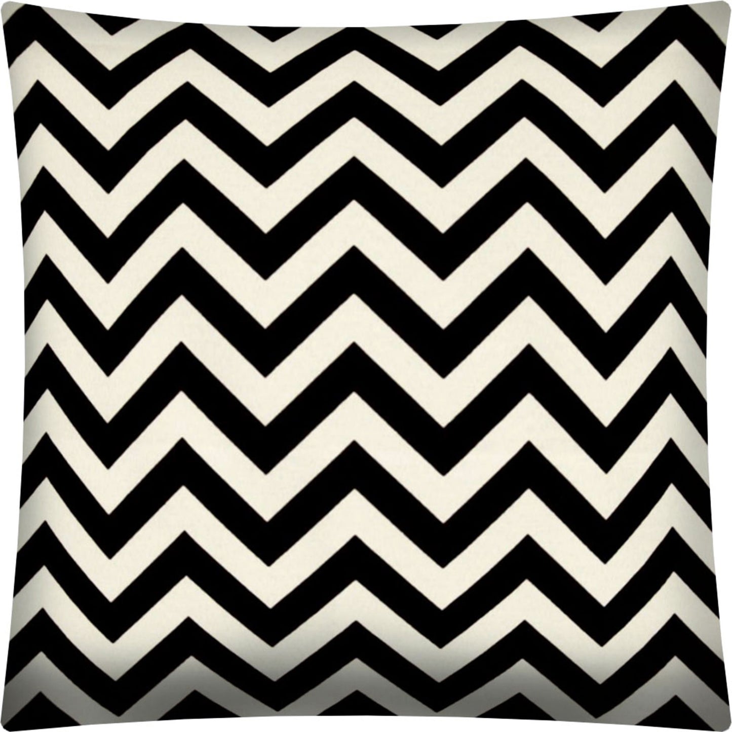 17" Black and Ivory Chevron Indoor Outdoor Throw Pillow Cover