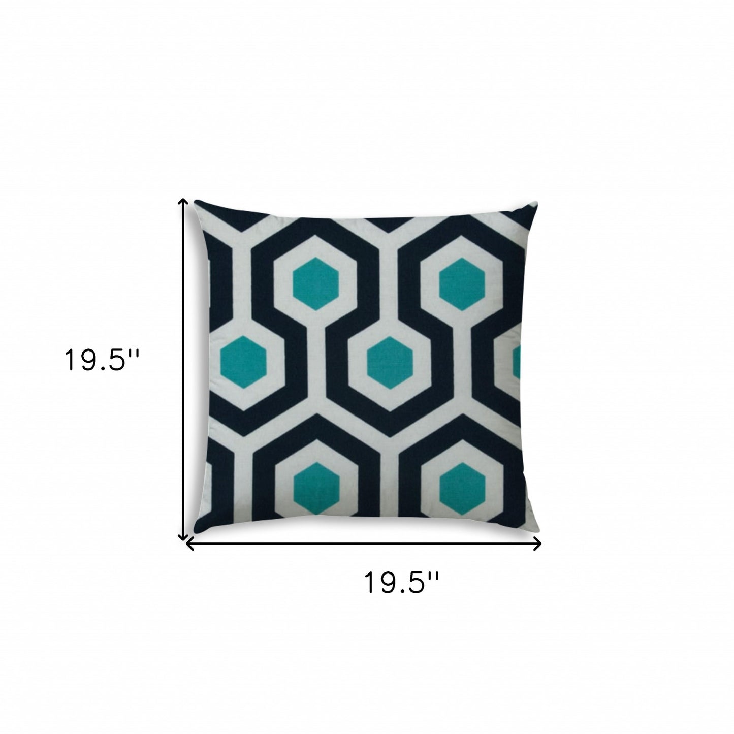 20" Aqua Navy and White Geometric Indoor Outdoor Throw Pillow Cover