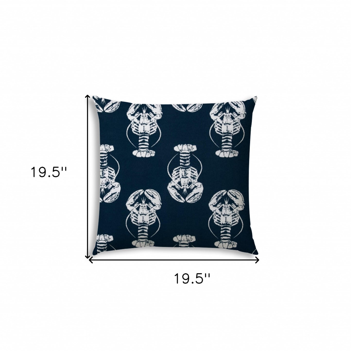 20" Navy and White Lobster Coastal Indoor Outdoor Throw Pillow Cover