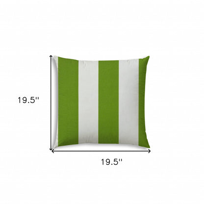 20" Green and Ivory Striped Indoor Outdoor Throw Pillow Cover