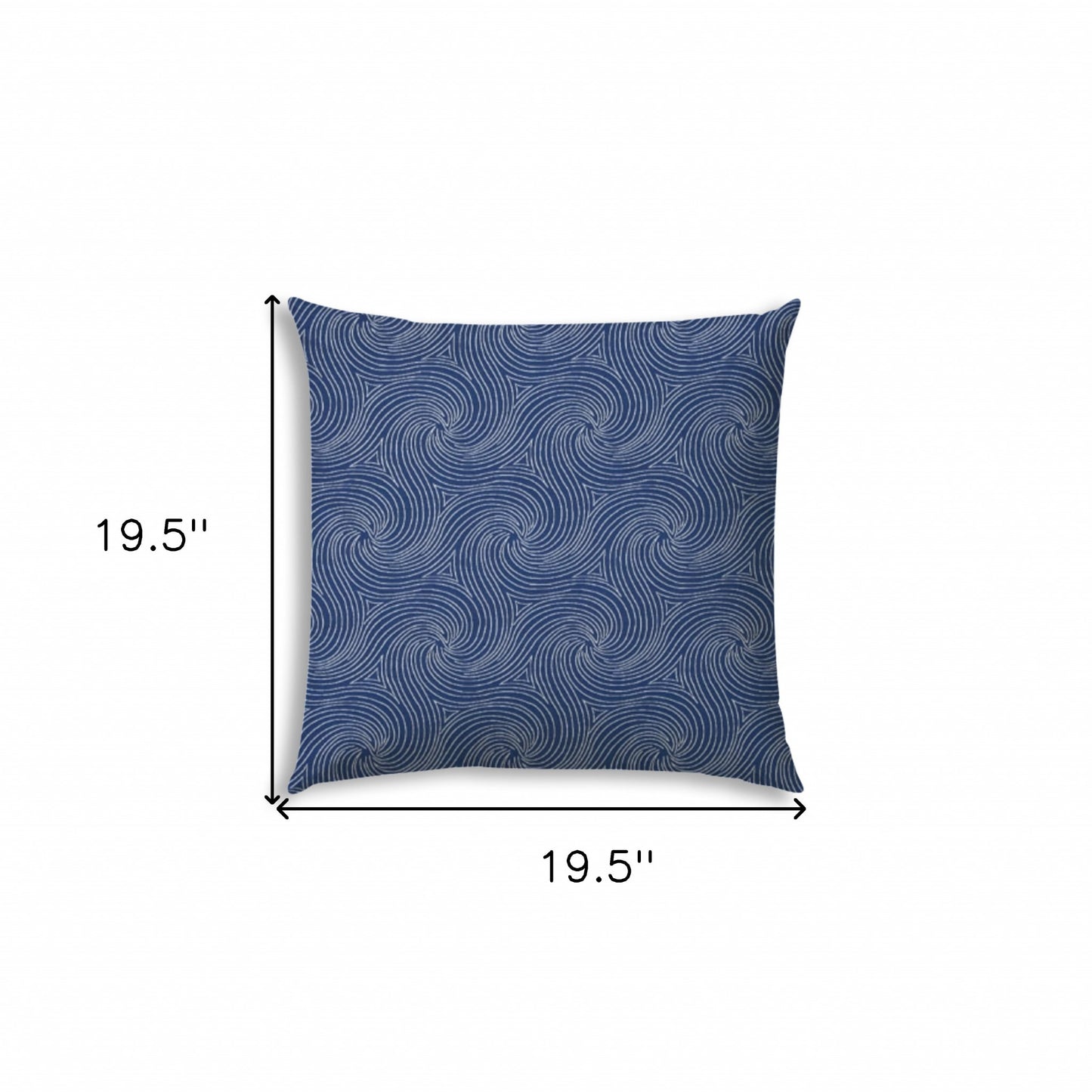 20" Blue and White Swirl Indoor Outdoor Throw Pillow Cover