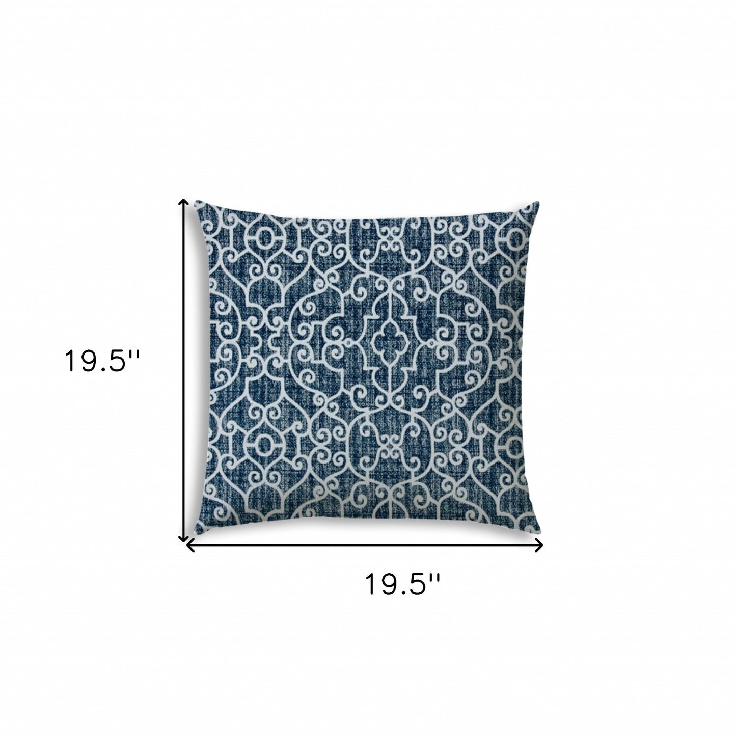 20" Indigo and Ivory Trellis Indoor Outdoor Throw Pillow Cover