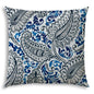 20" Blue Gray and White Paisley Indoor Outdoor Throw Pillow Cover