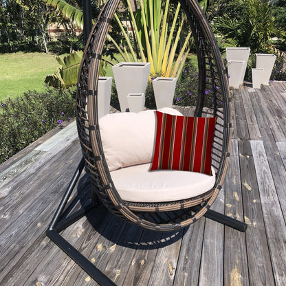 20" Red Green and White Striped Indoor Outdoor Throw Pillow Cover