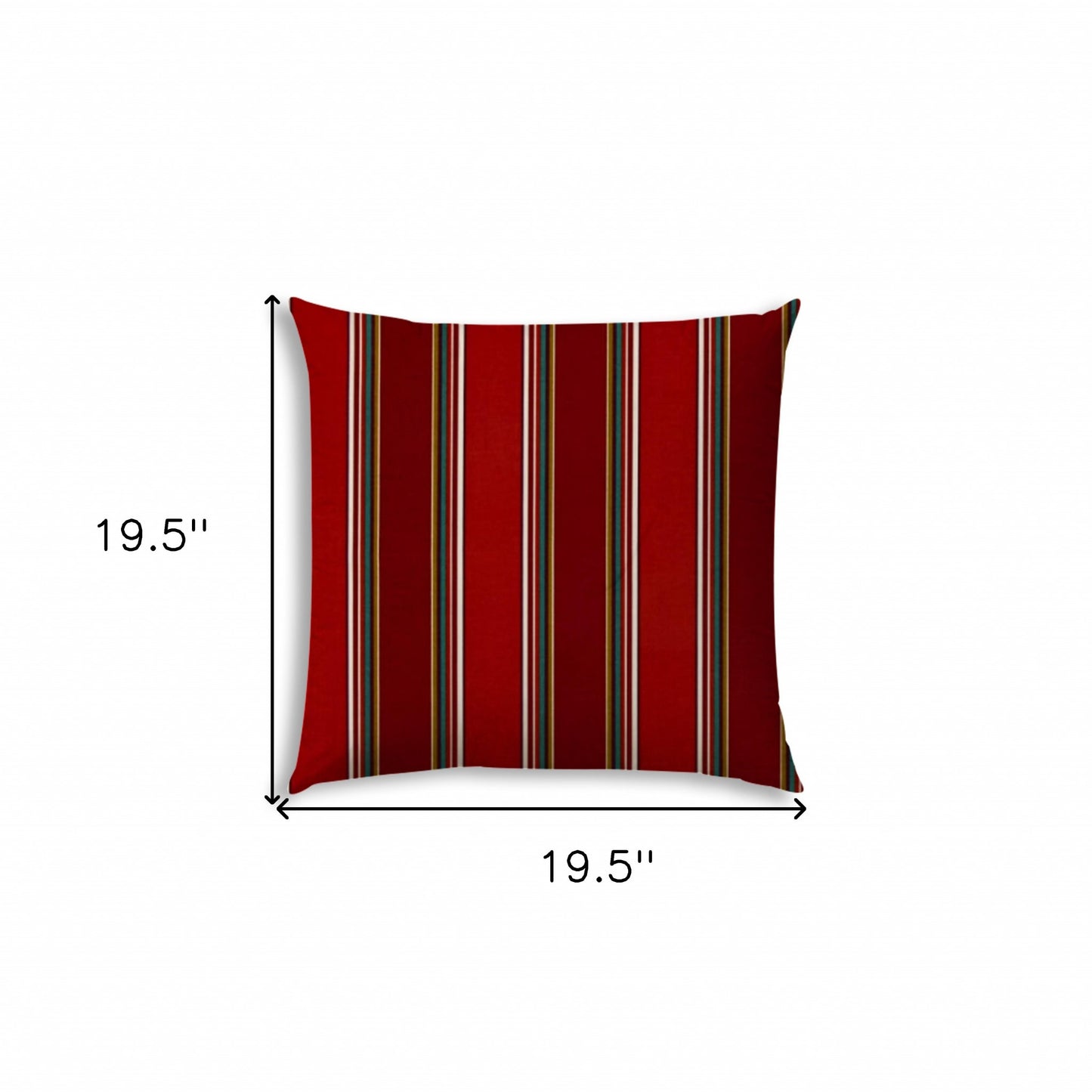 20" Red Green and White Striped Indoor Outdoor Throw Pillow Cover