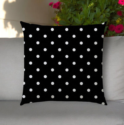 20" Black and White Polka Dot Indoor Outdoor Throw Pillow Cover