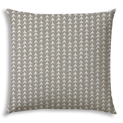 20" Taupe and White Striped Indoor Outdoor Throw Pillow Cover