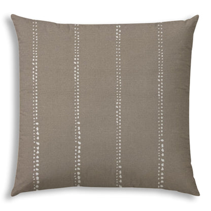 20" Taupe and White Striped Indoor Outdoor Throw Pillow Cover