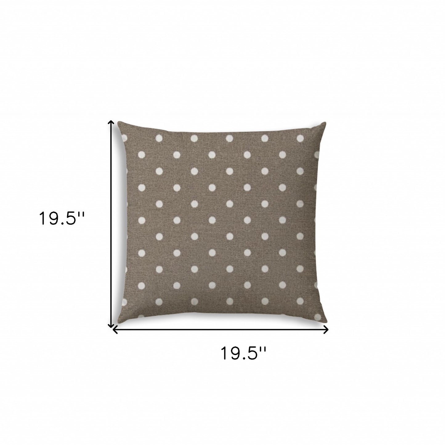 20" Taupe and White Polka Dot Indoor Outdoor Throw Pillow Cover