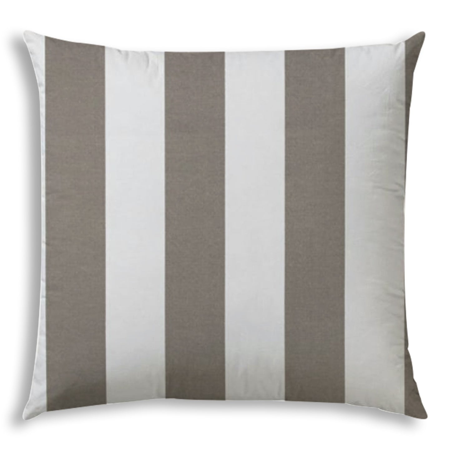 20" Taupe and Ivory Striped Indoor Outdoor Throw Pillow Cover