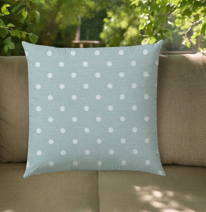 20" X 20" Seafoam And White Zippered Polyester Polka Dots Throw Pillow Cover