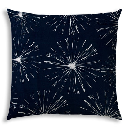 20" Navy and White Starburst Fireworks Indoor Outdoor Throw Pillow Cover