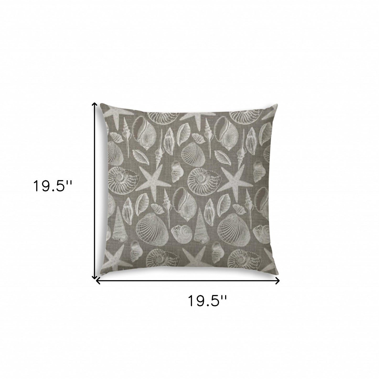 20" Taupe and Gray Coastal Indoor Outdoor Throw Pillow Cover