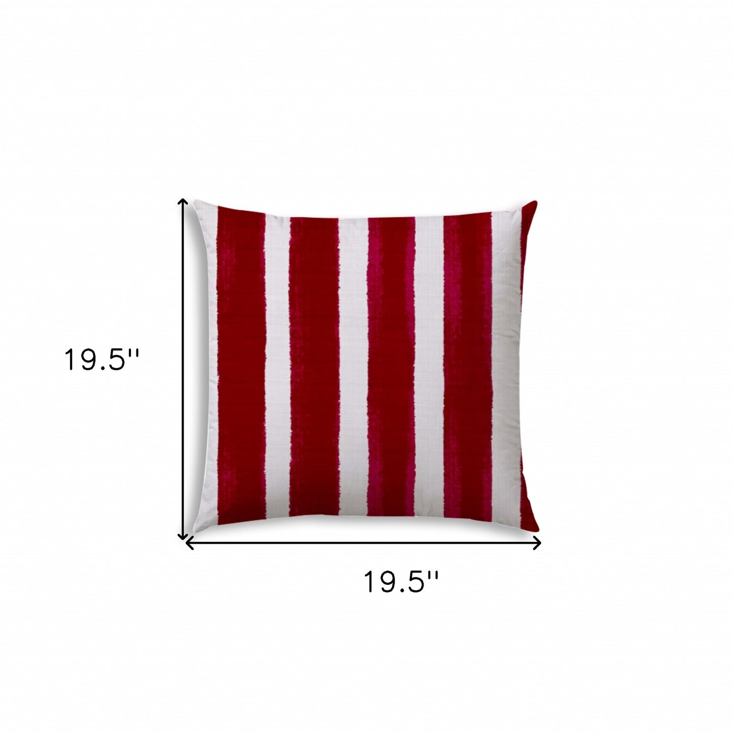 20" Raspberry and White Striped Indoor Outdoor Throw Pillow Cover