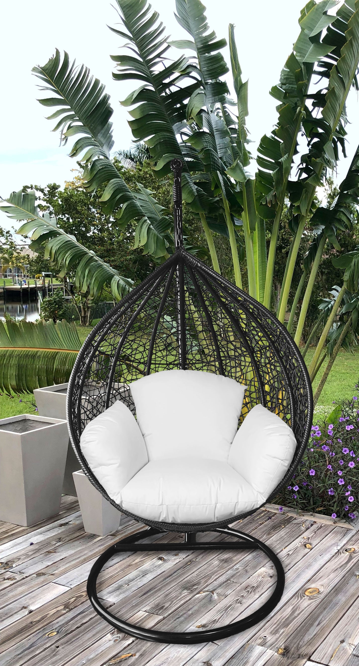 Primo Charcoal Indoor Outdoor Replacement Cushion for Egg Chair