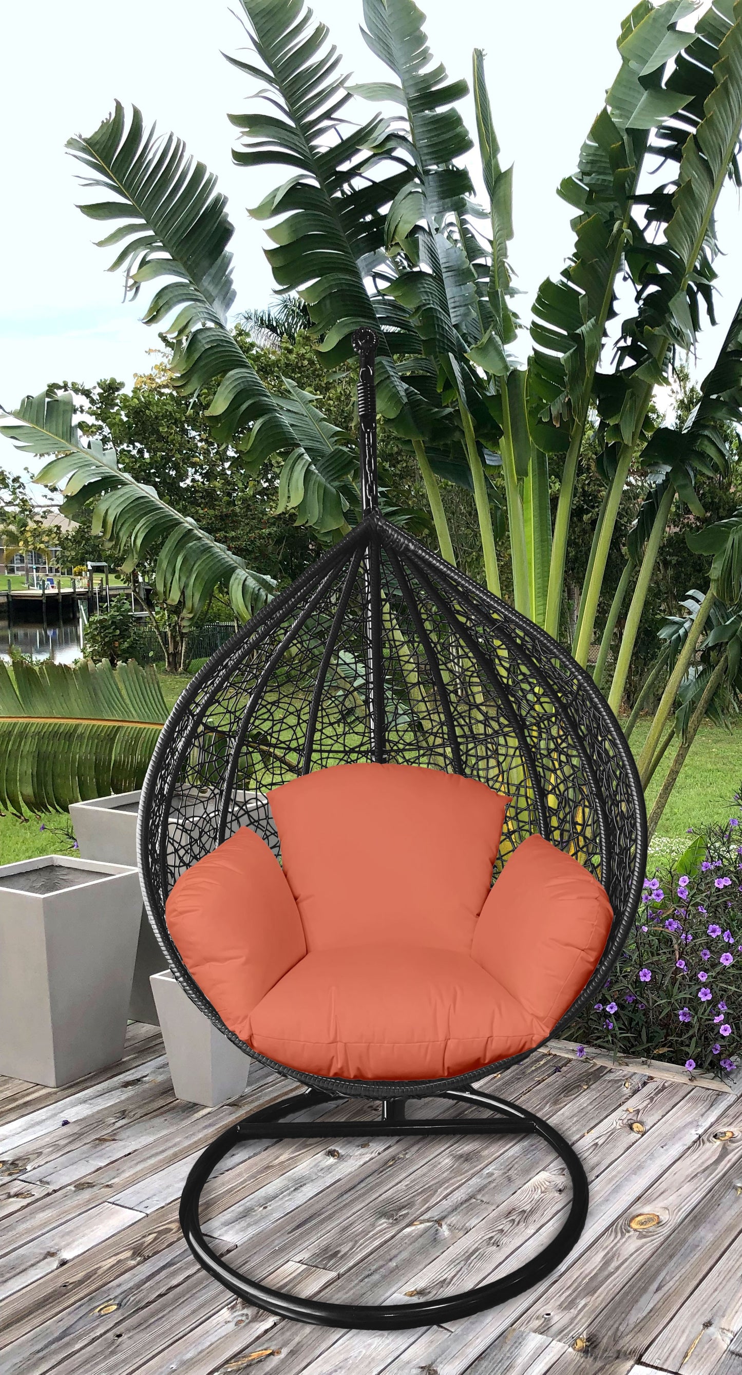 Primo Charcoal Indoor Outdoor Replacement Cushion for Egg Chair