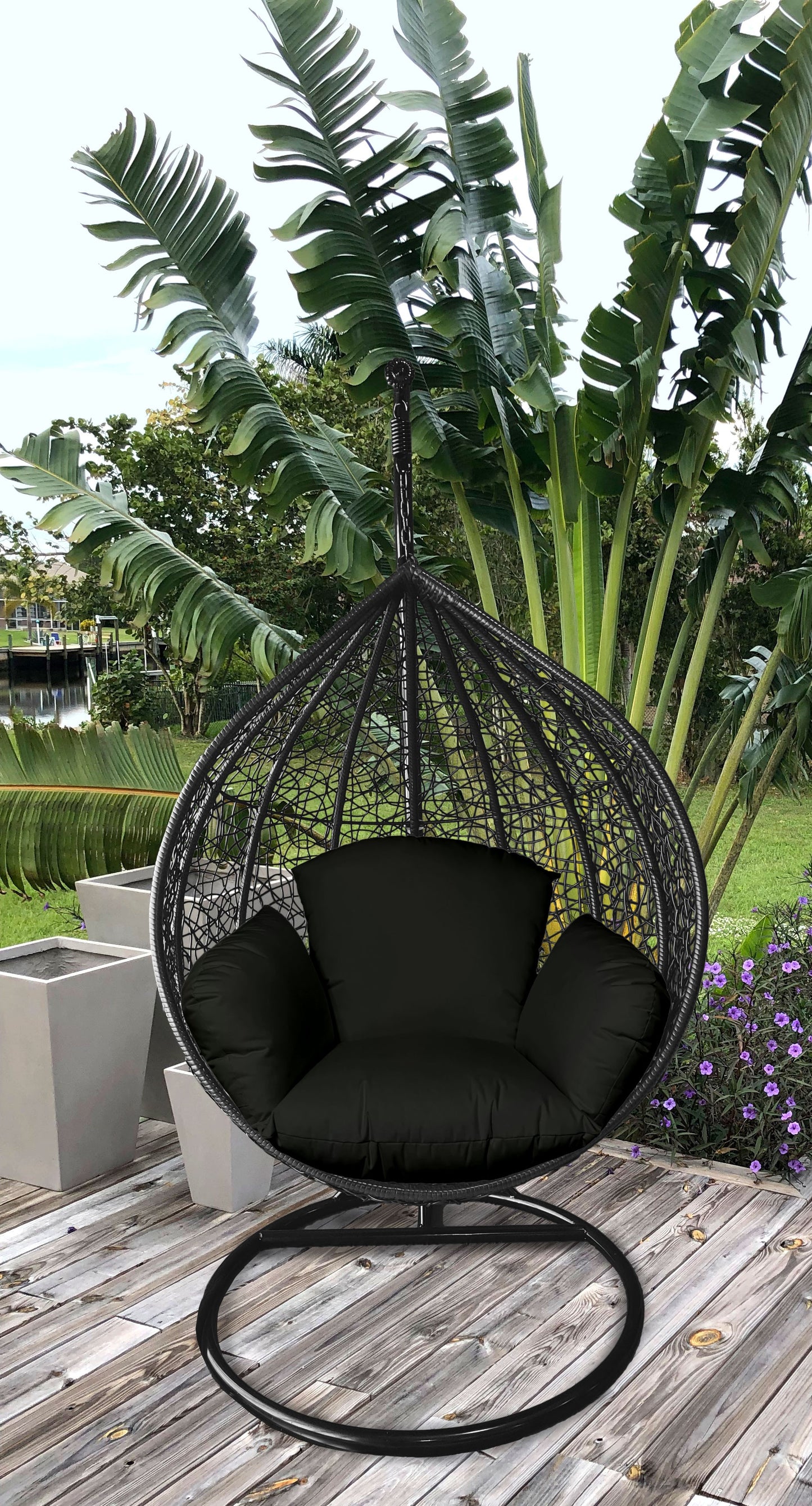 Primo Charcoal Indoor Outdoor Replacement Cushion for Egg Chair