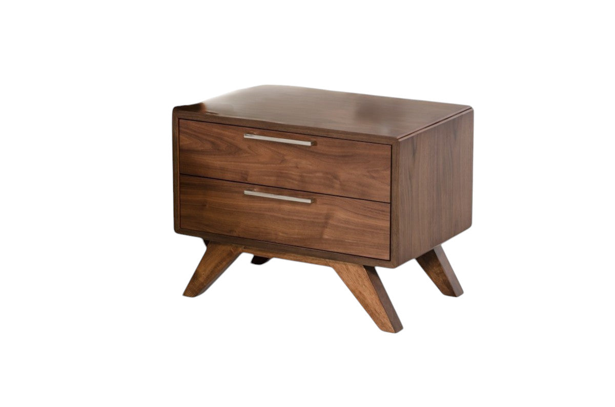 18" Wood and Solid Wood Two Drawer Nightstand