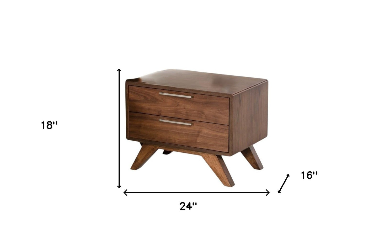 18" Wood and Solid Wood Two Drawer Nightstand