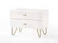 Contemporary White and Gold Nightstand with Two Drawers