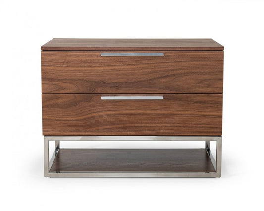 22" Wood Two Drawer Nightstand