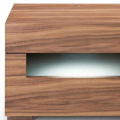 16" Wood Lighted Two Drawer Nightstand