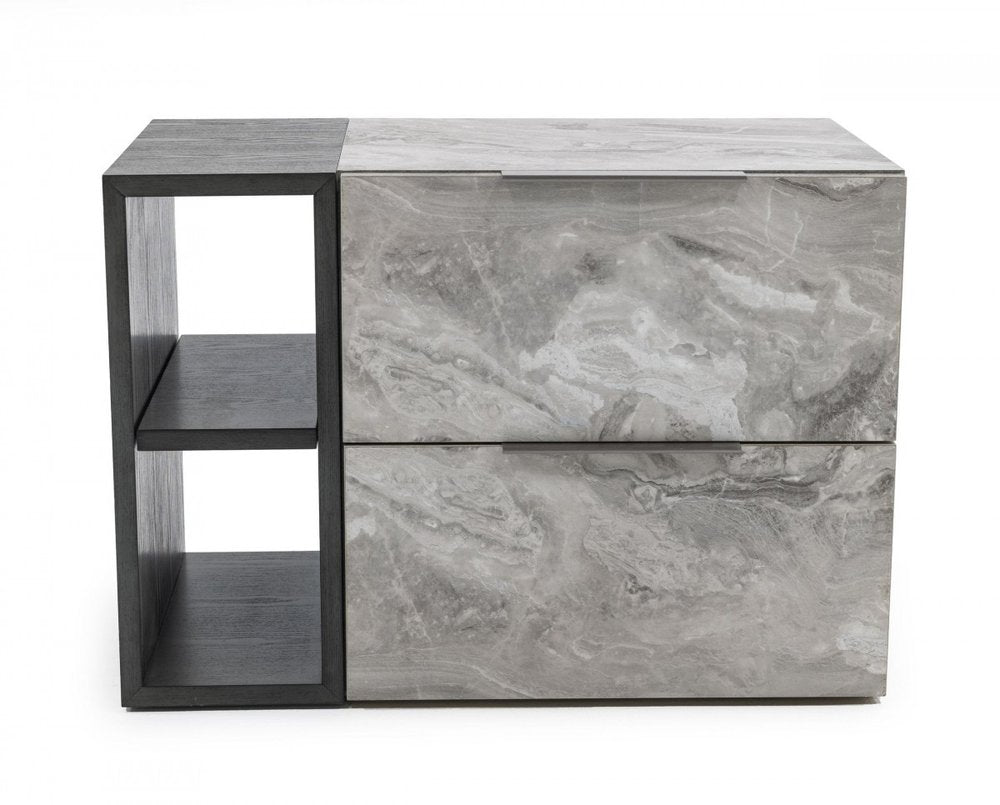 18" Wood Two Drawer Nightstand
