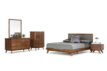30" Brown Solid Wood Five Drawer Dresser