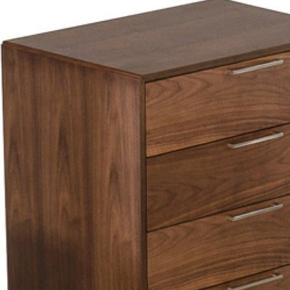 30" Brown Solid Wood Five Drawer Dresser