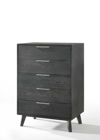 30" Grey Wash Solid Wood Five Drawer Chest