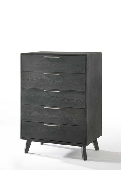 30" Gray Solid Wood Five Drawer Dresser
