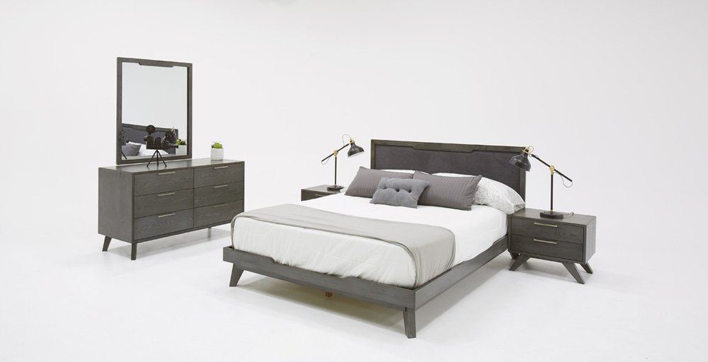 30" Gray Solid Wood Five Drawer Dresser