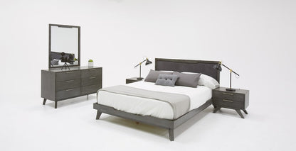 30" Gray Solid Wood Five Drawer Dresser