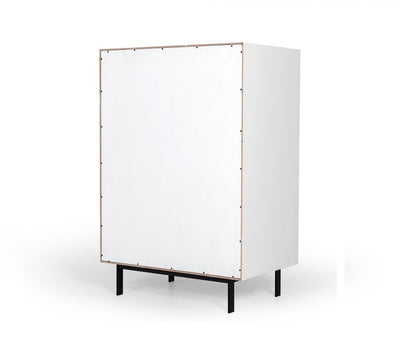 30" White Solid Wood Five Drawer Dresser
