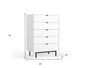 30" White Solid Wood Five Drawer Dresser