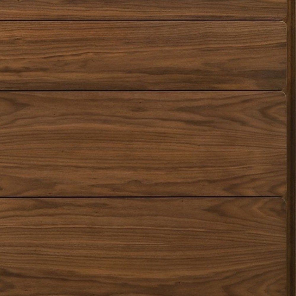35" Brown Solid Wood Five Drawer Dresser