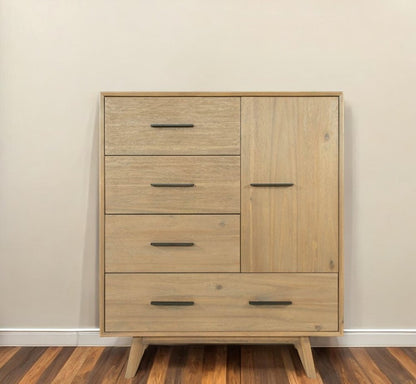 39" Brown Solid Wood Four Drawer Gentlemens Chest