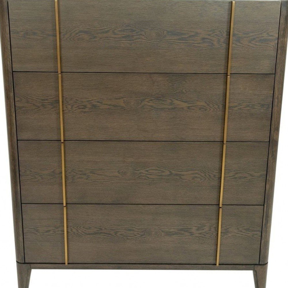 39" Dark Brown Solid Wood Four Drawer Dresser