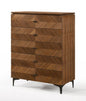 35" Brown Wood Five Drawer Dresser