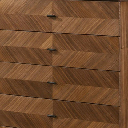 35" Brown Wood Five Drawer Dresser