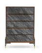 30" Gray And Walnut Faux Marble And Wood Five Drawer Dresser
