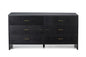 59" Gray Wood Six Drawer Double Dresser