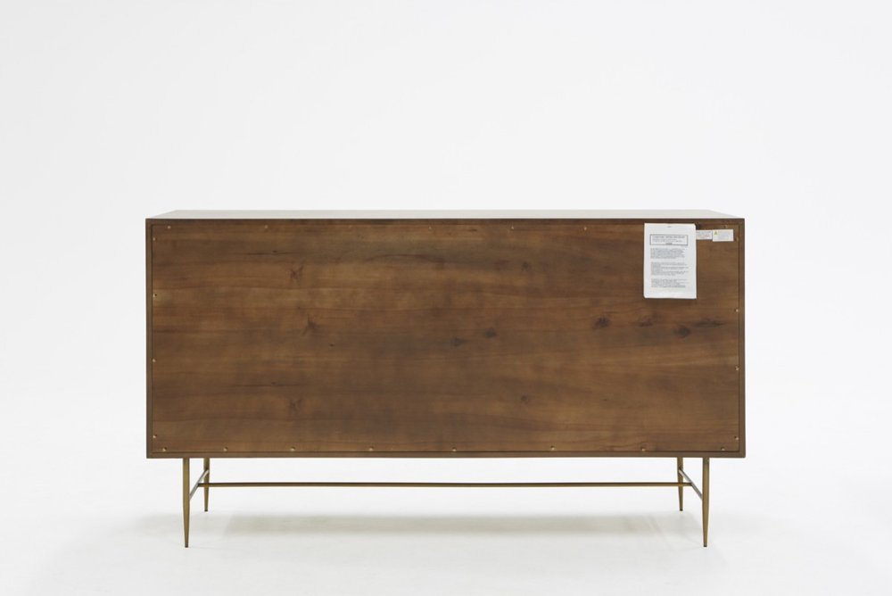 65" Dark Brown Solid Wood Six Drawer Double Dresser