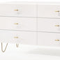 51" White Wood Six Drawer Double Dresser