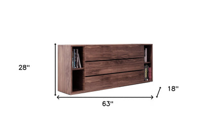 63" Walnut Solid Wood Six Drawer Double Dresser