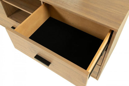 28" Brown Wood Six Drawer Combo Dresser