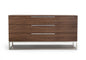 58" Brown Wood Three Drawer Dresser