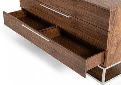 58" Brown Wood Three Drawer Dresser