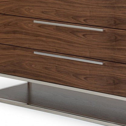 58" Brown Wood Three Drawer Dresser