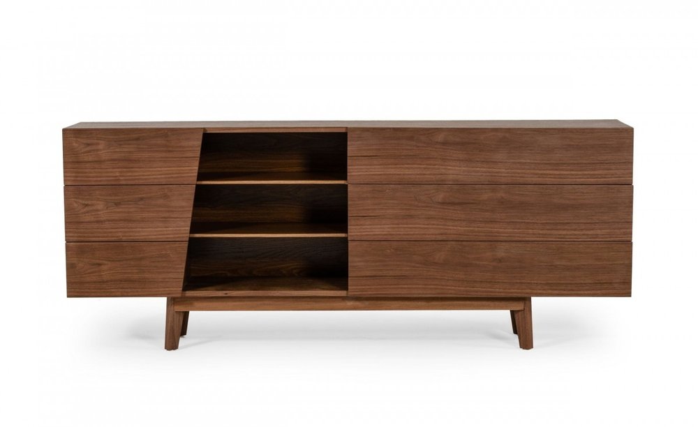 76" Brown Solid Wood Six Drawer Dresser